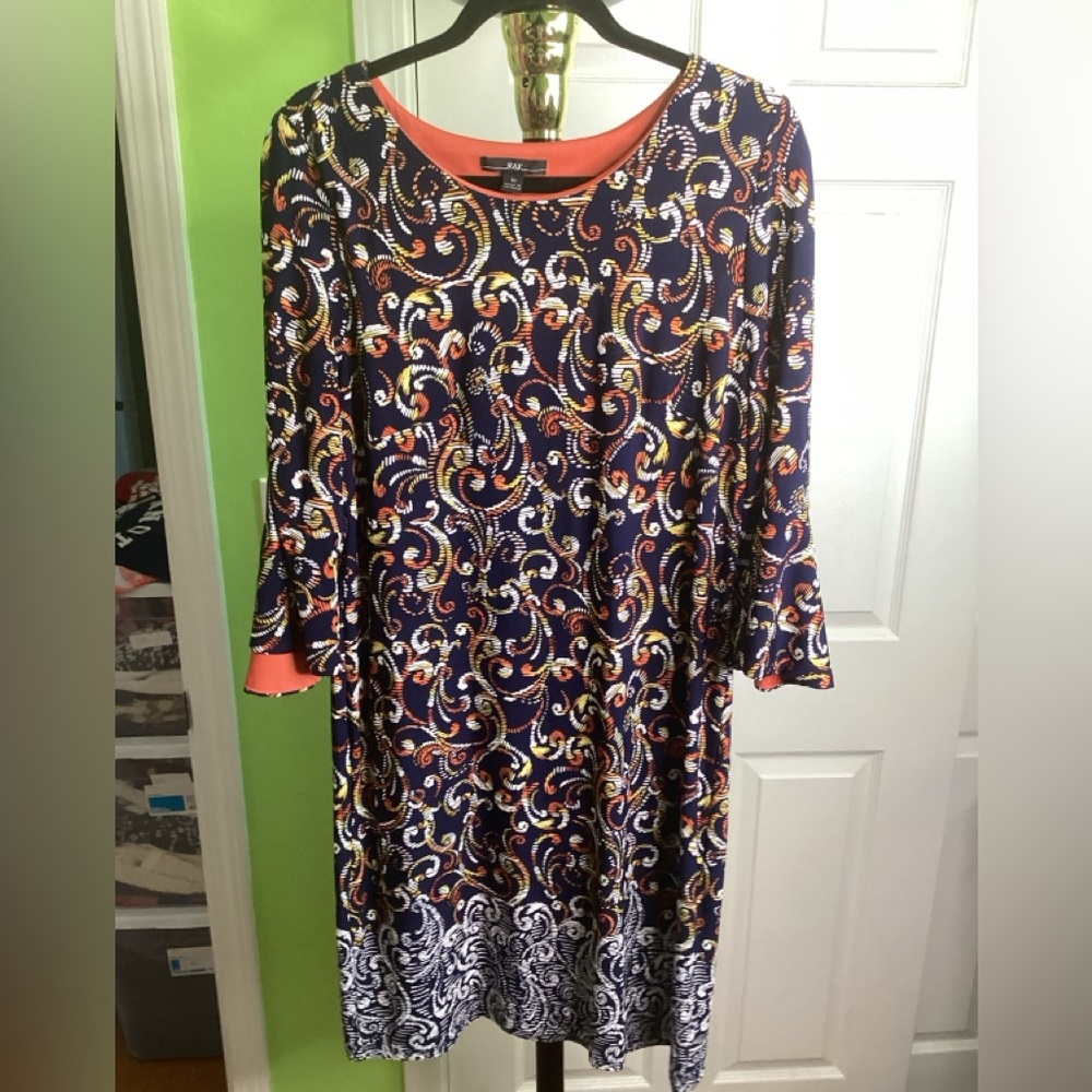 SALE - R&K Multicolor Long Bell Sleeve Dress, size 10